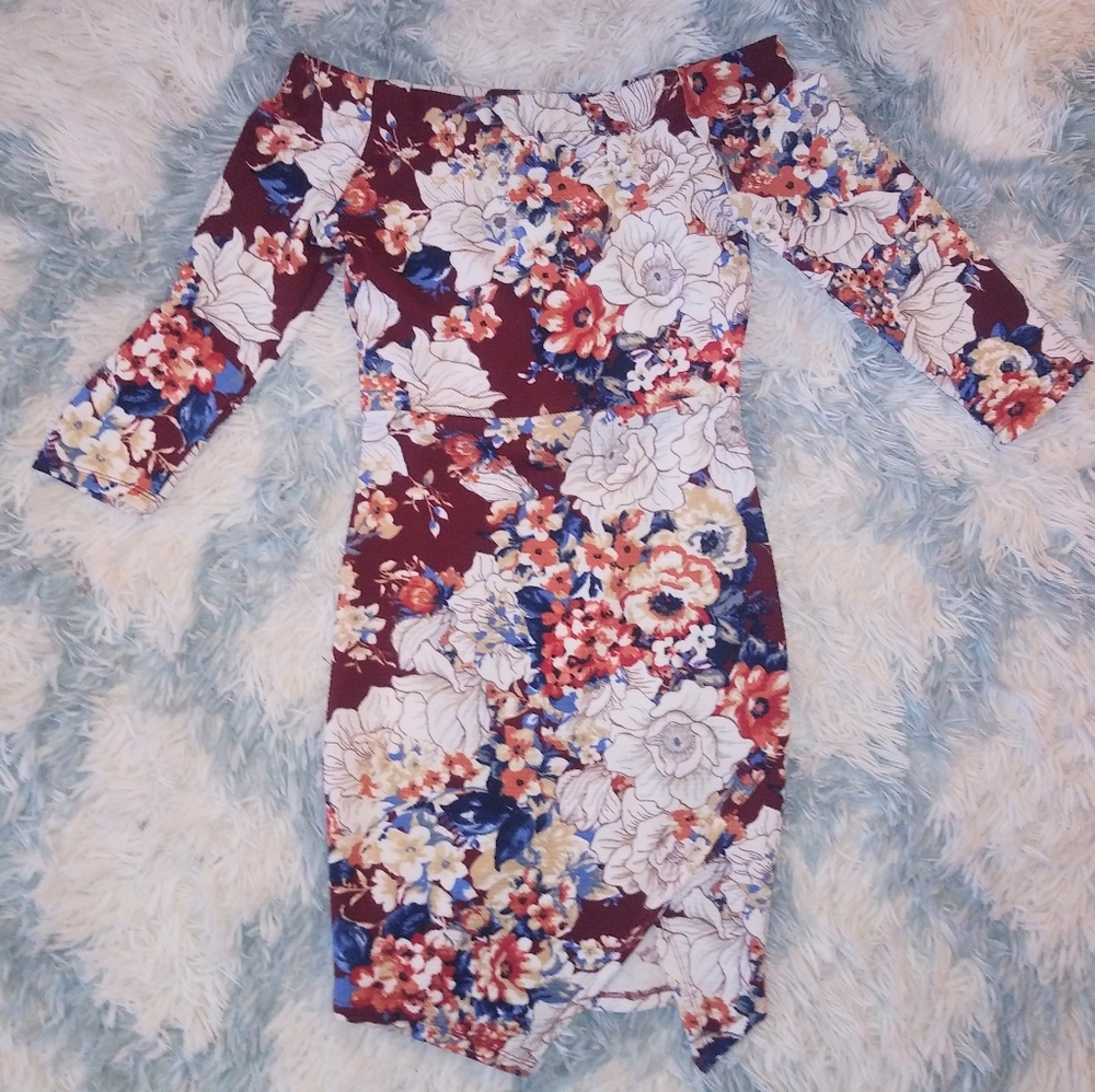 🌸Floral Off Shoulder Bodycon Dress